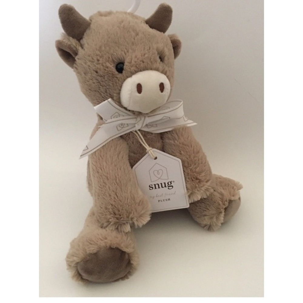 NEW Cow Plush Baby Lovey Farm Stuffed Animal Cuddle Snuggle Tan Toddler Toy Snug